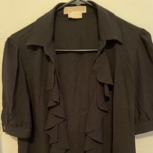 Michael Kors Black Ruffle Blouse 100% Silk 4